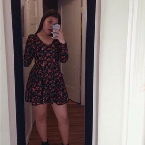 Floral Long Sleeve Skater Dress